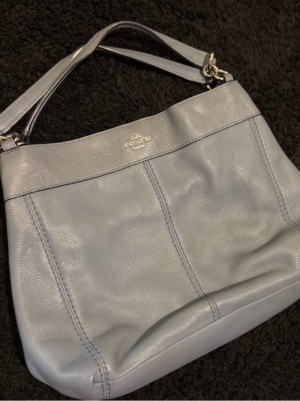 Coach Pebble Leather Shoulder Bag in Light Blue Gray